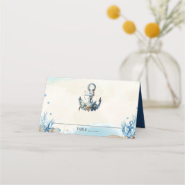 シック航海のいかりモダン結婚ビーチ プレイスカード