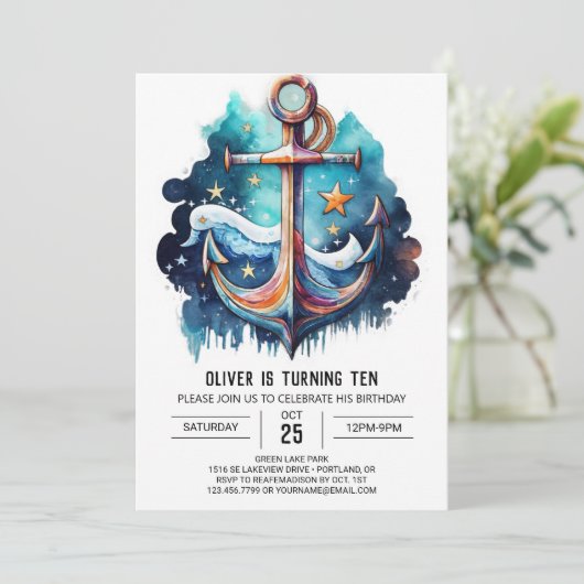 シック航海のいかり誕生日 招待状 (スタンド正面)