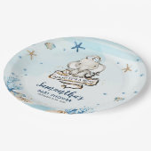 シック航海のかわいい象の男の子の赤ちゃんシャワー ペーパープレート (アングル)