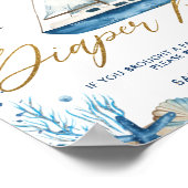 シック航海のボート金ゴールドベビーシャワーおむつラッフル ポスター (角)