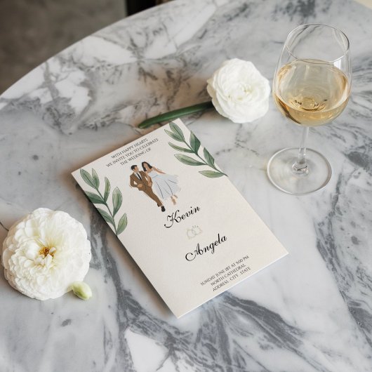 シック花模様モダンミニマル結婚式招待状 シーズンカード