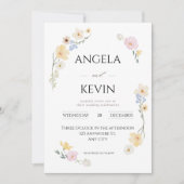 シック花模様:エレガントミニマル結婚リスト 招待状 (正面)