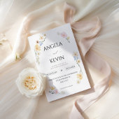 シック花模様:エレガントミニマル結婚リスト 招待状