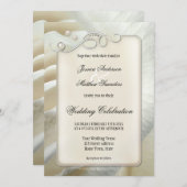 シック芸術的シルバーアイボリーバラ結婚式招待状 招待状 (正面/裏面)