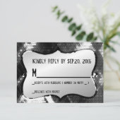 シック芸術的トレンディースモダンケインレスポンスカード 出欠カード (スタンド正面)