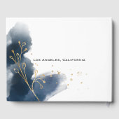 シック芸術的ネイビーブルースプラッシュ金ゴールドダストズ結婚ズ ゲストブック (裏面)