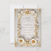 シック華美フローライエロースタイル結婚ズ 出欠カード (正面)