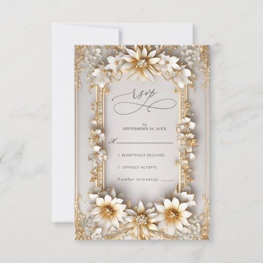 シック華美フローライエロースタイル結婚ズ 出欠カード (正面)