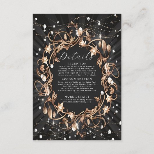 シック華美ブラック離れゴンド結婚ズ エンクロージャーカード (正面)