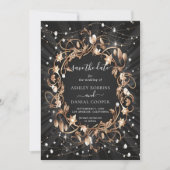 シック華美ブラック離れゴールデンズ保存日 招待状 (正面)