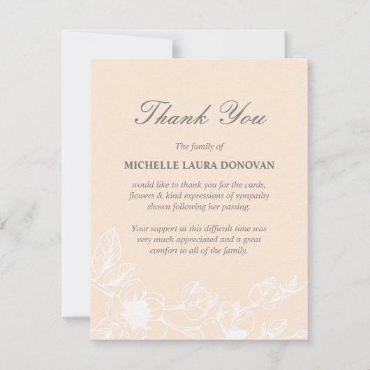 シック葬儀の写真ありがとうございました赤面マグノリア サンキューカード (正面)