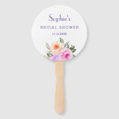 シック薄紫ピンクローズブライトフローラブライダルシャワー ハンドファン (正面)