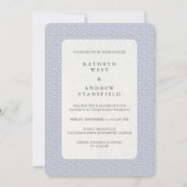 シック薄紫ブルー+ホワイトスモールウェーブパター結婚ン 招待状 (正面)