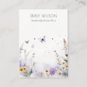 シック薄紫ワイルドフラワーネックレスイヤリングディスプレイ 名刺 (正面)