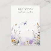 シック薄紫ワイルドフラワーバタフライイヤリングディスプレイ 名刺 (正面)