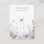 シック薄紫ワイルドフラワーバタフライヘアピンディスプレイ 名刺 (正面)