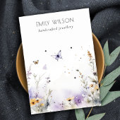 シック薄紫ワイルドフラワーバタフライ2イヤリングディスプレイ 名刺