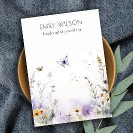 シック薄紫空白のワイルドフラワーロゴジュエリー表示 名刺