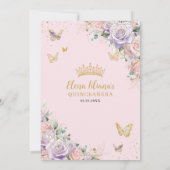 シック薄紫赤面フローラバラキンセアニェラスウィート16 招待状 (裏面)