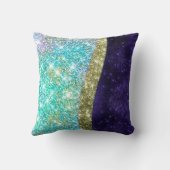 シック虹色パープルブルーフェイクグリッターモノグラム クッション (裏面)