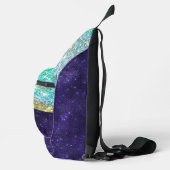 シック虹色パープルブルーフェイクグリッターモノグラム スリングバッグ (右)