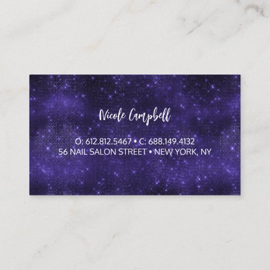 シック虹色パープルブルーフェイクグリッターモノグラム 名刺 (裏面)