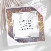 シック虹色パープル金ゴールド結婚グリッター スタンダードカクテルナプキン