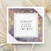 シック虹色パープル金ゴールド結婚グリッター スタンダードカクテルナプキン