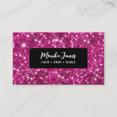 シック虹色ピンクフェイクグリッターモノグラム 名刺 (正面)