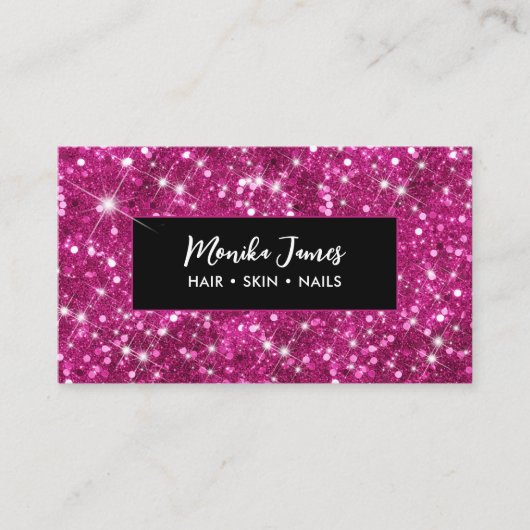 シック虹色ピンクフェイクグリッターモノグラム 名刺