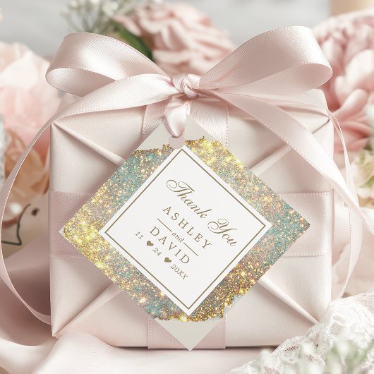 シック虹色ホログラフィックグリッターメッセージカード フェイバータグ