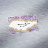 シック虹色薄紫金ゴールドフェイクグリッターモノグラム マグネット名刺 (インサイチュ)