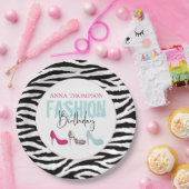 シック誕生日ガーリーハイヒールシューズアニマルプリント ペーパープレート (パーティー)