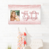 シック誕生日バラ金ゴールドグリッターライトフォト 横断幕 (インサイチュ)