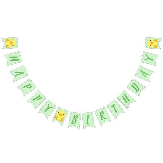 シック誕生日パーティーグリーン バンティングフラッグ (全)