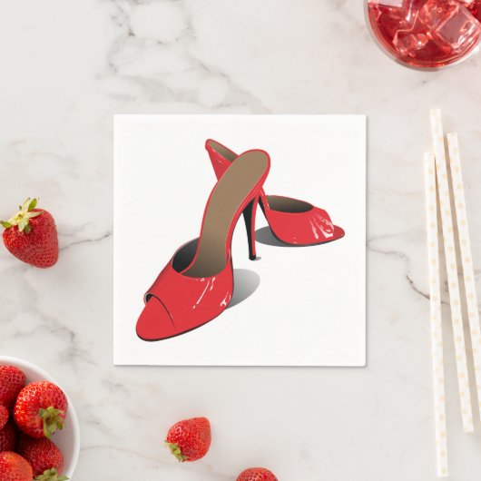 シック赤いハイヒールグラマラースティレットファッション スタンダードカクテルナプキン (インサイチュ)