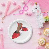 シック赤いハイヒールグラマラースティレットファッション ペーパープレート (パーティー)