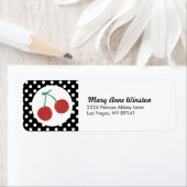 シック赤さくらんぼ水玉模様誕生日ベビーシャワー ラベル (インサイチュ)