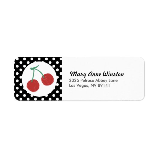 シック赤さくらんぼ水玉模様誕生日ベビーシャワー ラベル (正面)