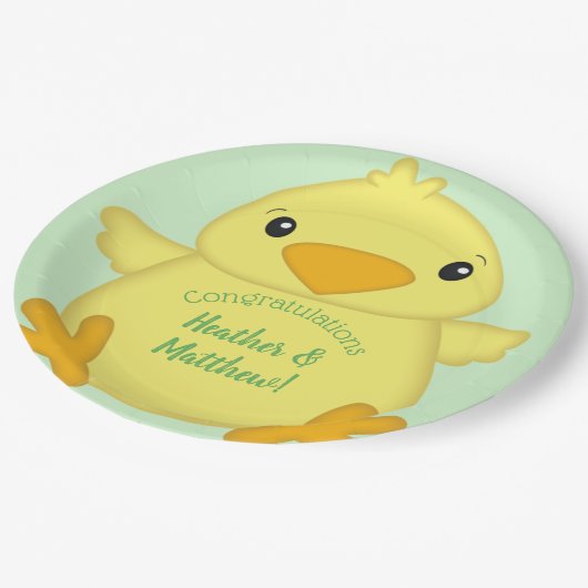 シック赤ちゃんシャワーグリーン ペーパープレート (アングル)