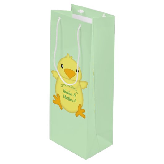シック赤ちゃんシャワーグリーン ワインギフトバッグ (正面アングル)