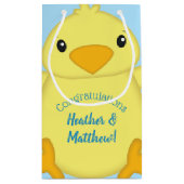 シック赤ちゃんシャワーブルー スモールペーパーバッグ (裏面)