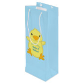 シック赤ちゃんシャワーブルー ワインギフトバッグ (裏面アングル)