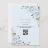 シック赤ちゃんブルーフローラ男の子ベビーシャワーQRコード 招待状 (裏面)