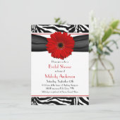 シック赤ガーベラデイジーゼブラプリントブライダルシャワー 招待状 (スタンド正面)