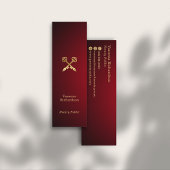 シック赤グラデーション金ゴールド公証人鍵 スキニー名刺