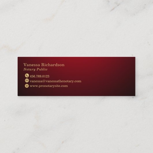 シック赤グラデーション金ゴールド公証人鍵 スキニー名刺 (裏面)