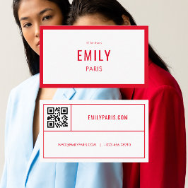 シック赤ファッション/美しい名刺QRコード 名刺