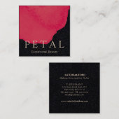 シック赤フローラウォーターカラーバラペタル美しい スクエア名刺 (正面/裏面)