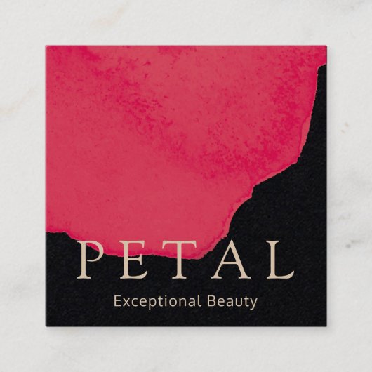 シック赤フローラウォーターカラーバラペタル美しい スクエア名刺 (正面)